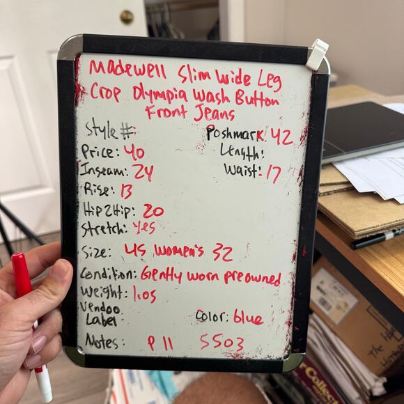 Madewell Slim Wide Leg Crop Olympia Wash Button Front Jeans US Women's 32 - Picture 8 of 8